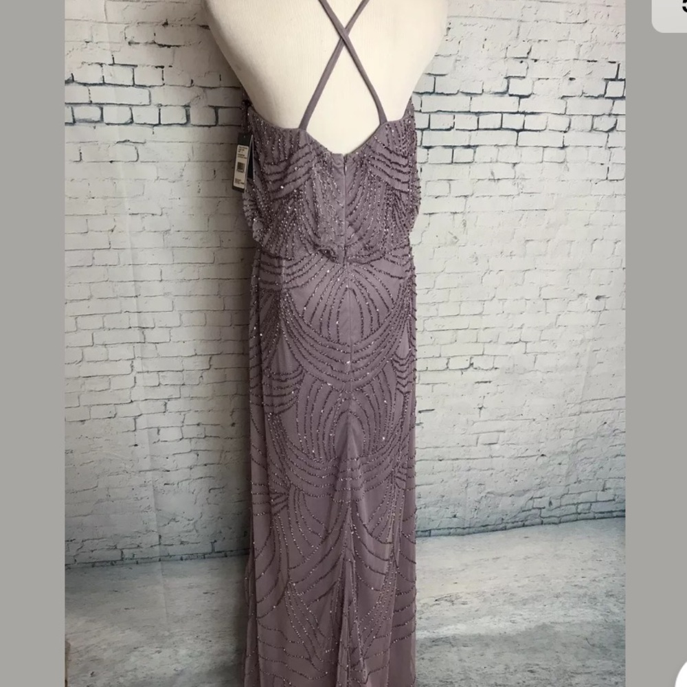 Adrianna Papell Beaded Blouson Gown Dress Wedding - Picture 5 of 7